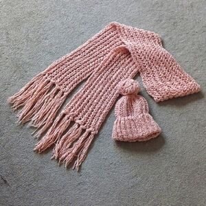 Marcus Adler Blush Colored Hat and Scarf Set